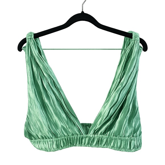 Princess Polly Tops - Princess Polly Green Satin V-Neck Bralette